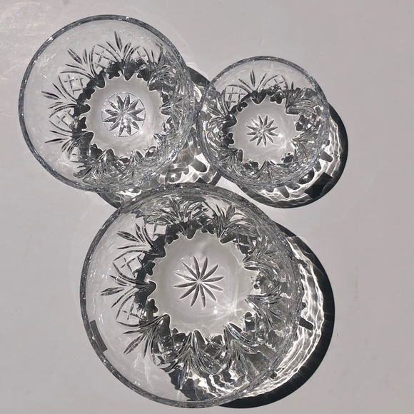 DUBLIN CRYSTAL BOWL SET  3 PIECES DIAMETER: 3 3/4, 5", 6", CRYSTAL COLLECTION - Picture 9 of 10